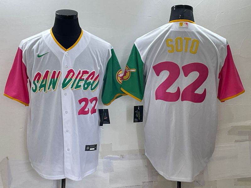Men San Diego Padres 22 Soto White City Edition Game Nike 2022 MLB Jersey